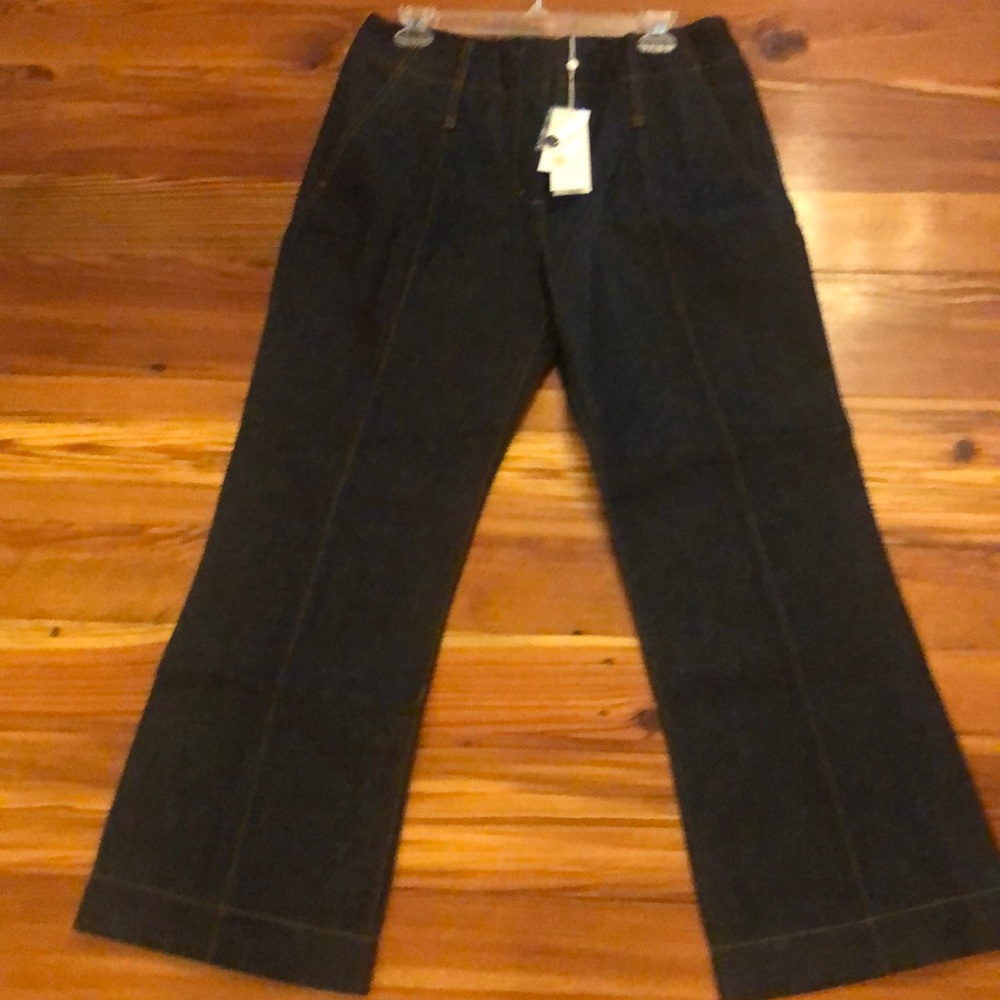 NWT Tory Burch Resin Rise Cropped Flare Jeans